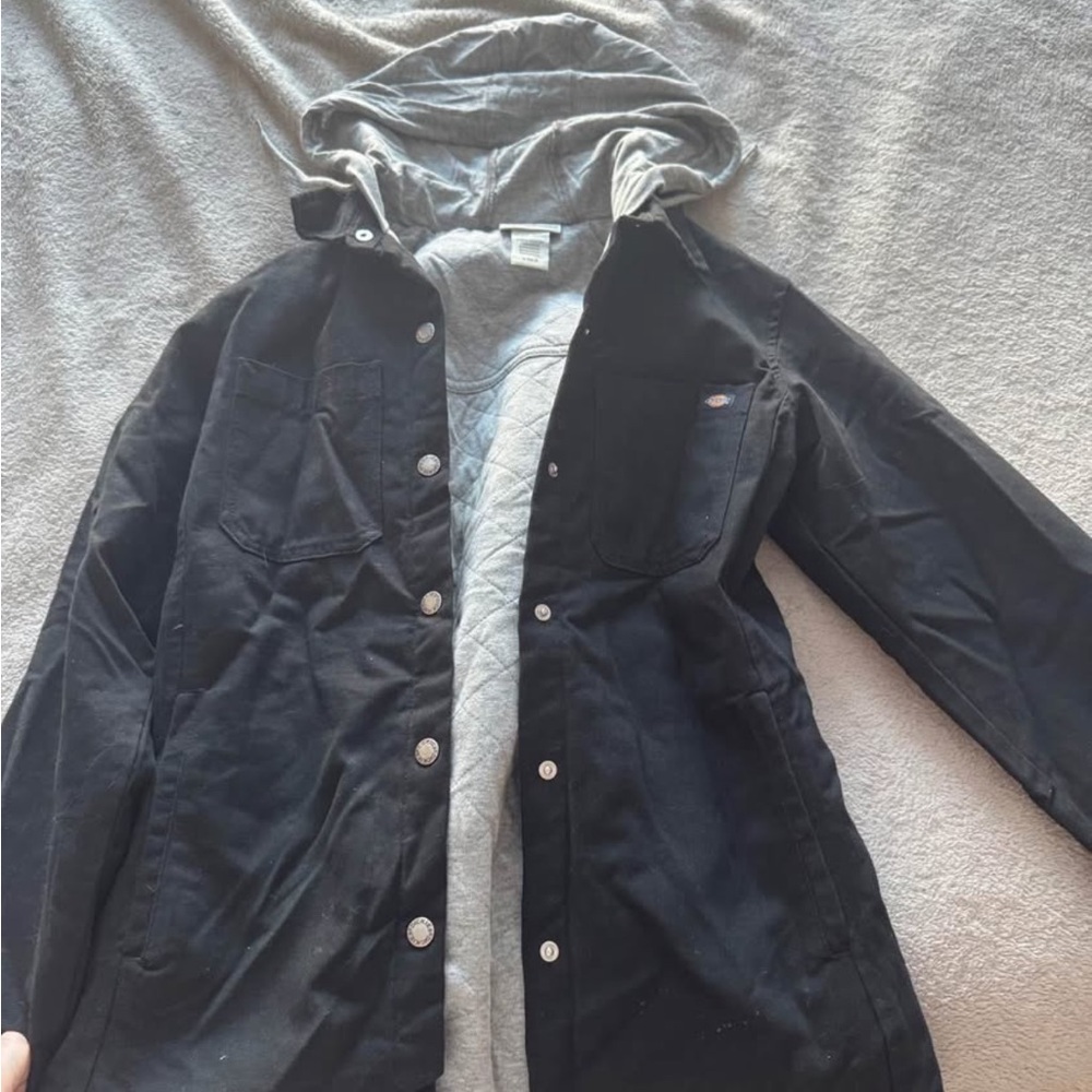 Dickies Black Hooded Shirt Jacket